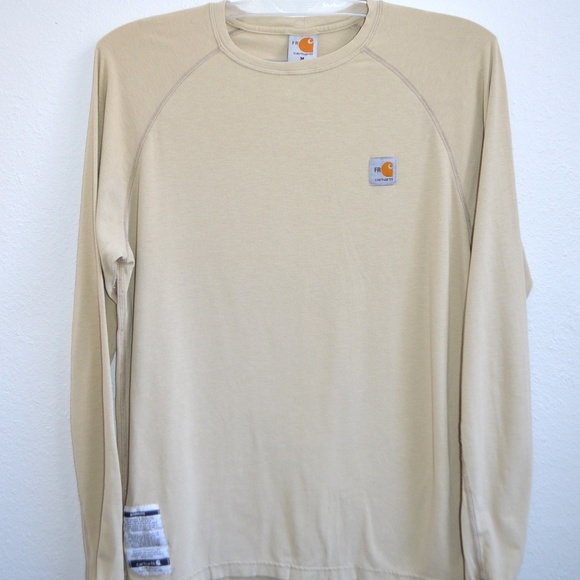 Carhartt FR Tan Mens Long Sleeve Shirt Medium - Picture 3 of 5